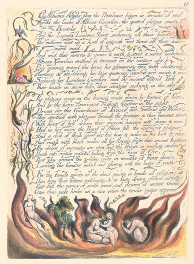 America. A Prophecy, Plate 17, On Albions Angels.... by William Blake