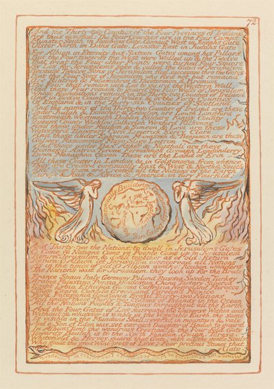 “And the Thirty-two Counties of the Four Provinces of Ireland...” (Plate 72) by William Blake
