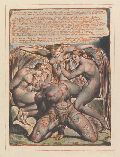 And There Was Heard a Great Lamenting in Beulah; Chapter 1 Tailpiece (Plate 25) by William Blake