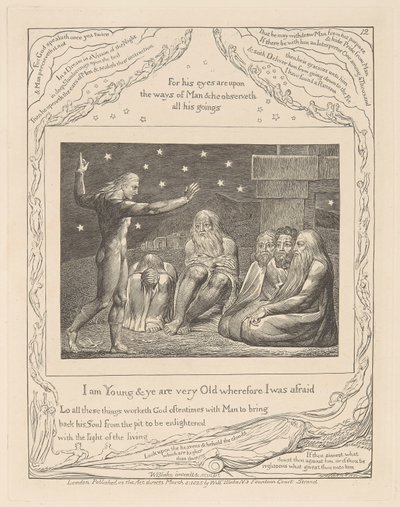 Book of Job, Plate 12, The Wrath of Elihu by William Blake