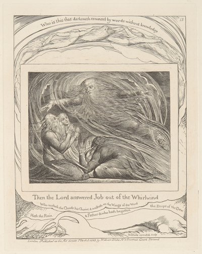 Book of Job, Plate 13, The Lord Answering Job out of the Whirlwind by William Blake