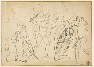 Classical Combat (recto); Sketch of Male Nude (verso) by William Blake