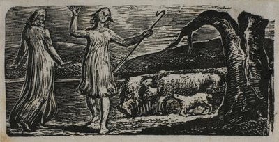 Colinet Departs in Sorrow: Riven Trunk at Right, from The Pastorals of Virgil by William Blake