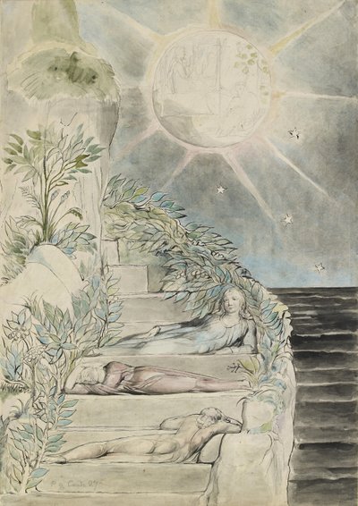 Dante and Statius Sleeping, Virgil Watching by William Blake