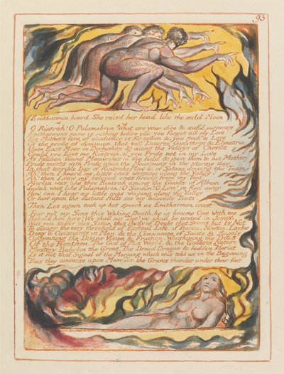 Enitharmon heard. She raised her head like the mild Moon... (Plate 93) by William Blake