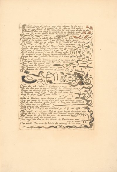 Europe. A Prophecy, Plate 16, Ethinthus queen of waters (Bentley 17) by William Blake