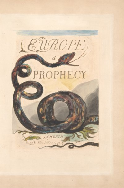 Europe. A Prophecy, Plate 2, Title Page by William Blake
