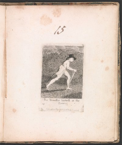 For Children. The Gates of Paradise, Plate 16, The Traveller hasteth in the Evening by William Blake