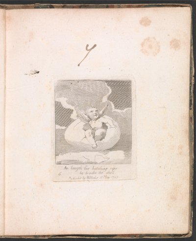 For Children. The Gates of Paradise, Plate 8, At length for hatching ripe he breaks the shell by William Blake