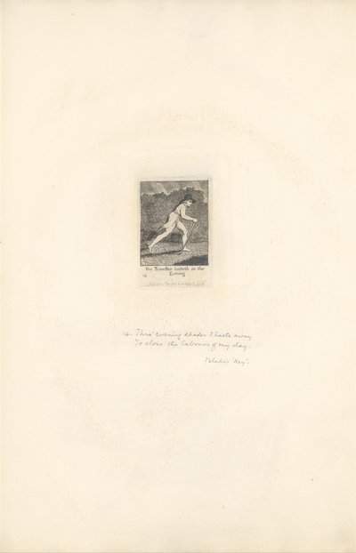 For the Sexes- The Gates of Paradise, Plate 16, The Traveller hasteth in the Evening by William Blake