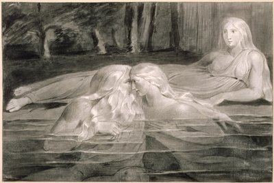 Har and Heva Bathing, Mnetha Looking On, c.1785-89 by William Blake