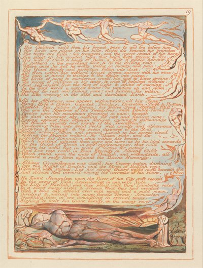 Jerusalem, Plate 19, His Children Exiled from His Breast by William Blake