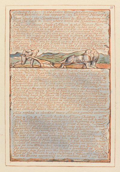 Jerusalem, Plate 33, Turning his back to the Divine Vision by William Blake