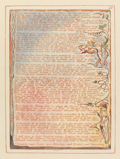 Jerusalem, Plate 40, Los shudderd at beholding Albion.... by William Blake