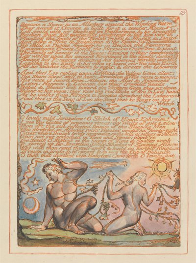 Jerusalem, Plate 85, Became a Space & an Allegory by William Blake