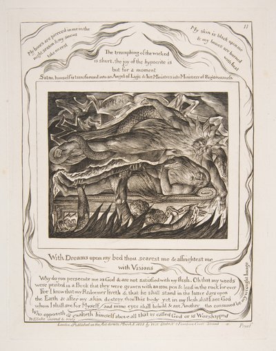 Jobs Evil Dreams, from Illustrations of the Book of Job, 1825-26 by William Blake