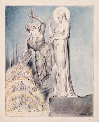 Satan Tempts Christ with the Kingdoms of Earth from Milton