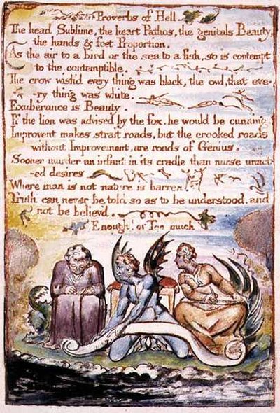Proverbs of Hell, illustration and text from 