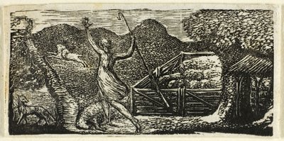 Shepherd Chases Away Wolf, from The Pastorals of Virgil by William Blake