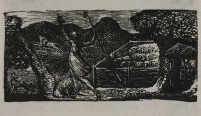 Shepherd Chases Away Wolf, from The Pastorals of Virgil by William Blake