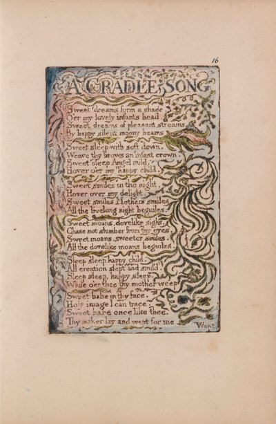 Songs of Innocence and of Experience, Plate 16, A Cradle Song (Bentley 16) by William Blake