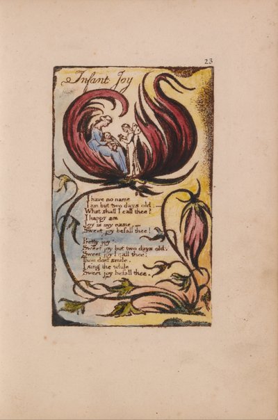 Songs of Innocence and of Experience, Plate 23, Infant Joy (Bentley 25) by William Blake