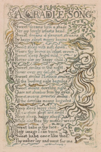Songs of Innocence and of Experience, Plate 26, A Cradle Song (Bentley 16) by William Blake