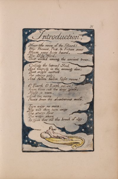 Songs of Innocence and of Experience, Plate 31, Introduction (Bentley 30) by William Blake