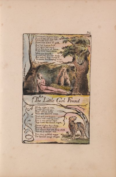 Songs of Innocence and of Experience, Plate 34, The Little Girl Found (Bentley 35) by William Blake