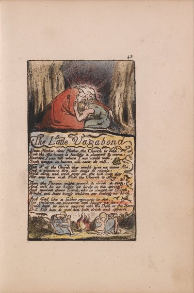 Songs of Innocence and of Experience, Plate 43, The Little Vagabond (Bentley 45) by William Blake