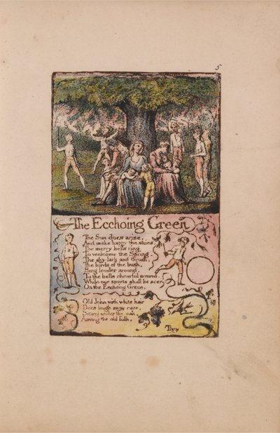 Songs of Innocence and of Experience, Plate 5, The Echoing Green (Bentley 6) by William Blake