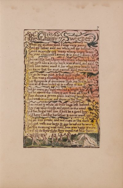 Songs of Innocence and of Experience, Plate 7, The Chimney Sweeper (Bentley 12) by William Blake