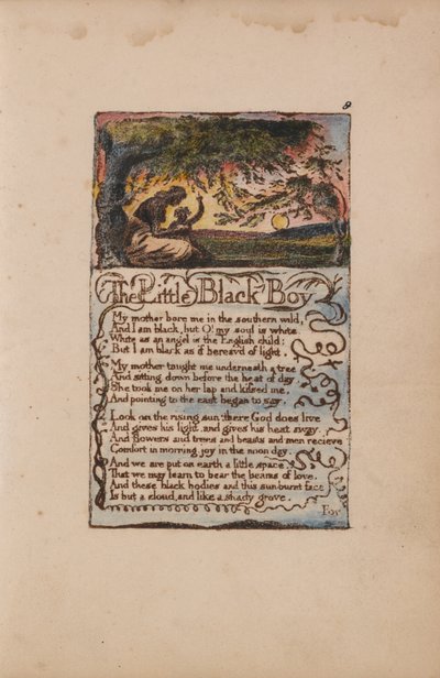 Songs of Innocence and of Experience, Plate 8, The Little Black Boy (Bentley 9) by William Blake