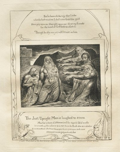 The Book of Job: Pl. 10, The Just Upright Man is Laughed to Scorn by William Blake