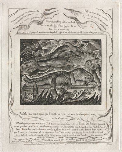 The Book of Job: Pl. 11, With Dreams Upon My Bed Thou Scarest Me and Affrightest Me by William Blake