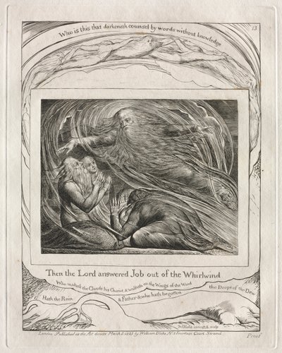 The Book of Job: Pl. 13, Then the Lord answered Job out of the Whirlwind by William Blake