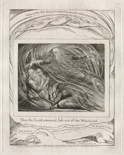 The Book of Job: Pl. 13, Then the Lord Answered Job Out of the Whirlwind by William Blake