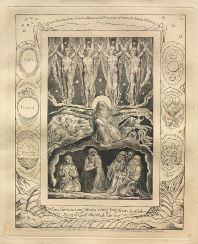 The Book of Job: Pl. 14, When the morning Stars sang together, and all the Sons of God shouted for joy by William Blake