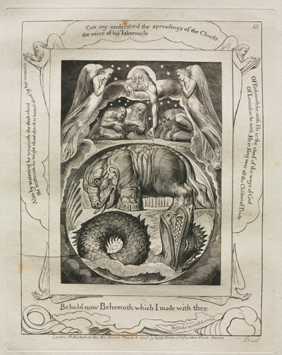 The Book of Job: Pl. 15, Behold now Behemoth which I made with thee by William Blake