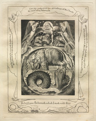 The Book of Job: Pl. 15, Behold Now Behemoth Which I Made with Thee, 1825 by William Blake