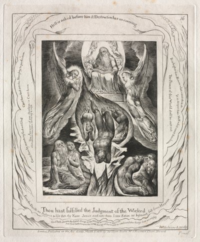 The Book of Job: Pl. 16, Thou hast fulfilled the Judgment of the Wicked by William Blake