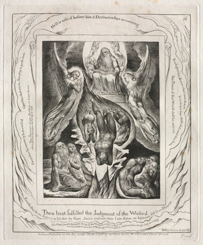 The Book of Job: Pl. 16, Thou Hast Fulfilled the Judgment of the Wicked by William Blake
