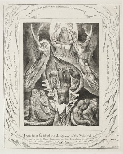 The Book of Job: Pl. 16, Thou hast fulfilled the judgment of the wicked by William Blake