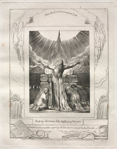 The Book of Job: Pl. 18, And my Servant Job shall pray for you by William Blake