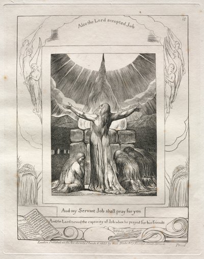 The Book of Job: Pl. 18, And my Servant Job shall pray for you by William Blake