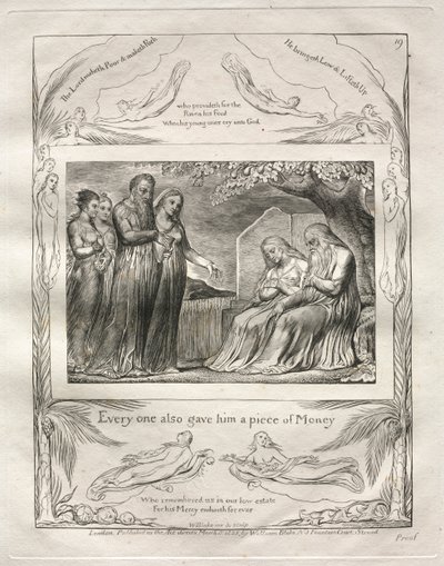 The Book of Job: Pl. 19, Every One Also Gave Him a Piece of Money, 1825 by William Blake