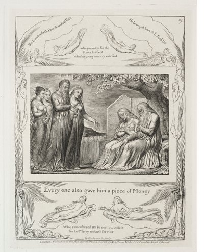 The Book of Job: Pl. 19, Every one also gave him a piece of money by William Blake