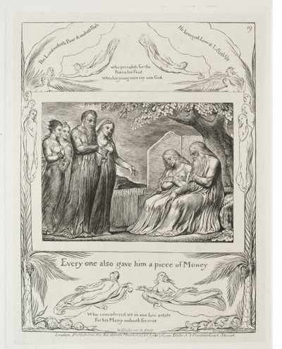The Book of Job: Pl. 19, Every one also gave him a piece of money, 1825 by William Blake