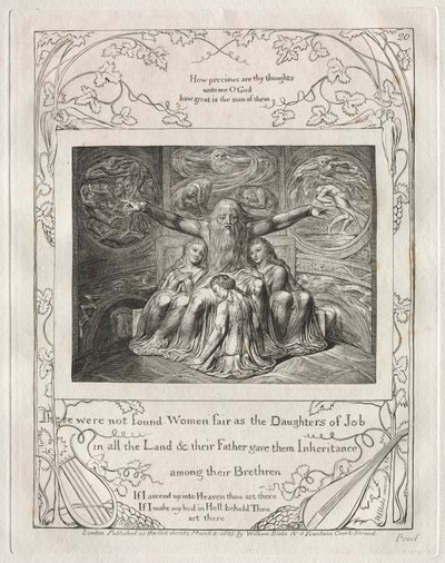 The Book of Job: Pl. 20, There were not found Women fair as the Daughters of Job in all the Land by William Blake