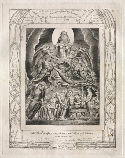 The Book of Job: Pl. 2, When the Almighty was yet with me, When my Children were about me by William Blake